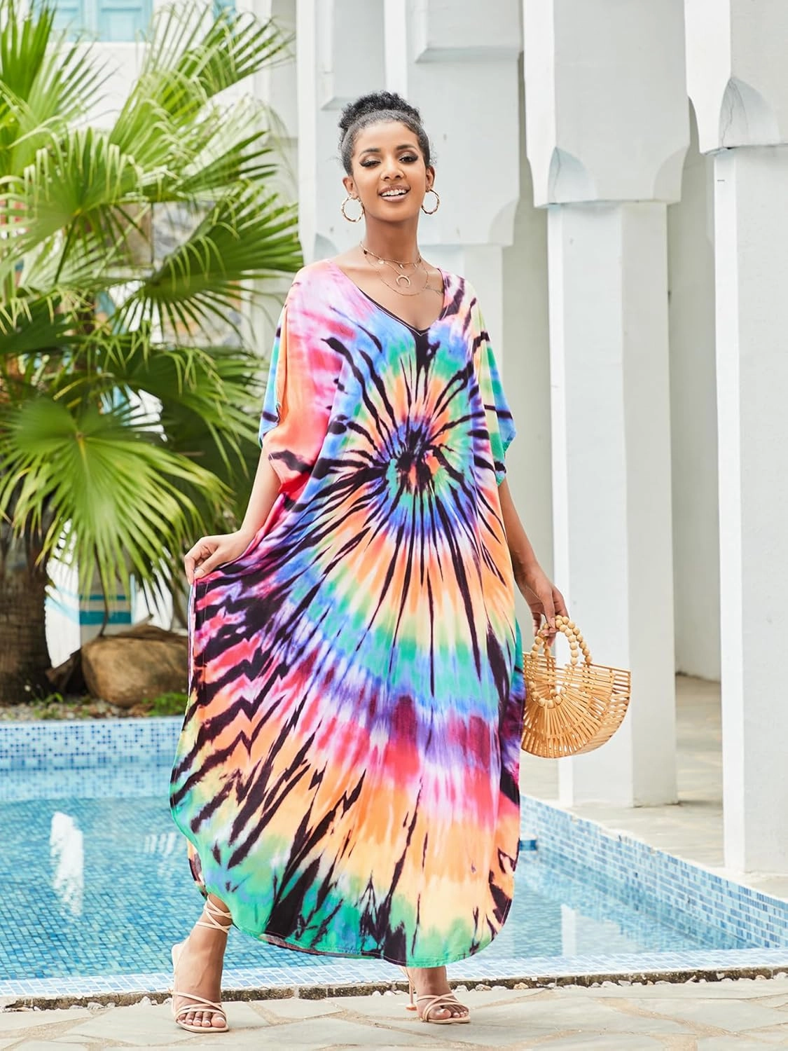 Kaftan for Women Plus Size Bathing Suit Cover up Batwing Dress Loose fit Moroccan Caftan mumu Dresses for Women