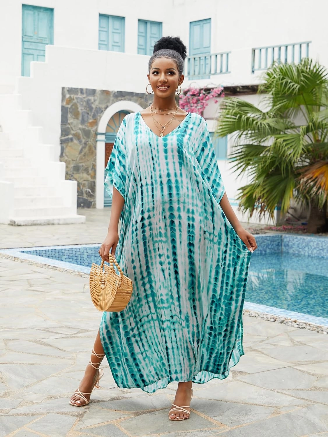 Kaftan for Women Plus Size Bathing Suit Cover up Batwing Dress Loose fit Moroccan Caftan mumu Dresses for Women
