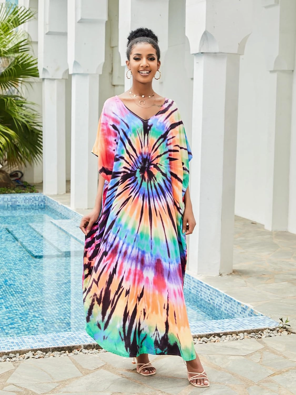 Kaftan for Women Plus Size Bathing Suit Cover up Batwing Dress Loose fit Moroccan Caftan mumu Dresses for Women
