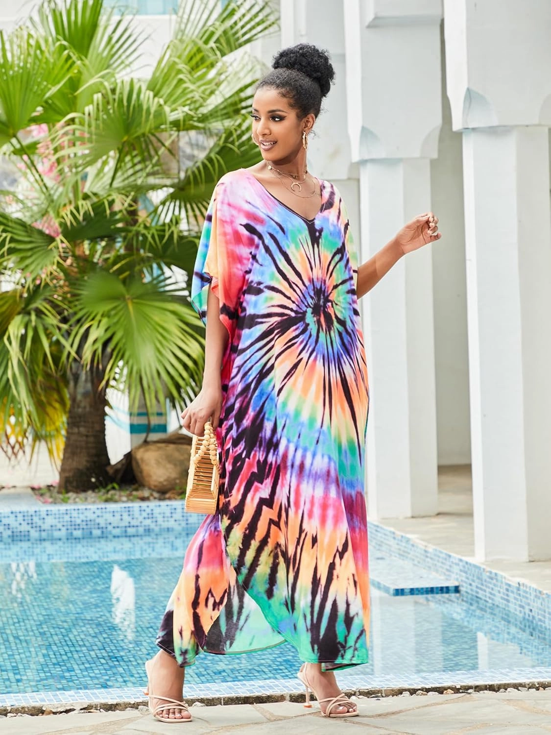 Kaftan for Women Plus Size Bathing Suit Cover up Batwing Dress Loose fit Moroccan Caftan mumu Dresses for Women