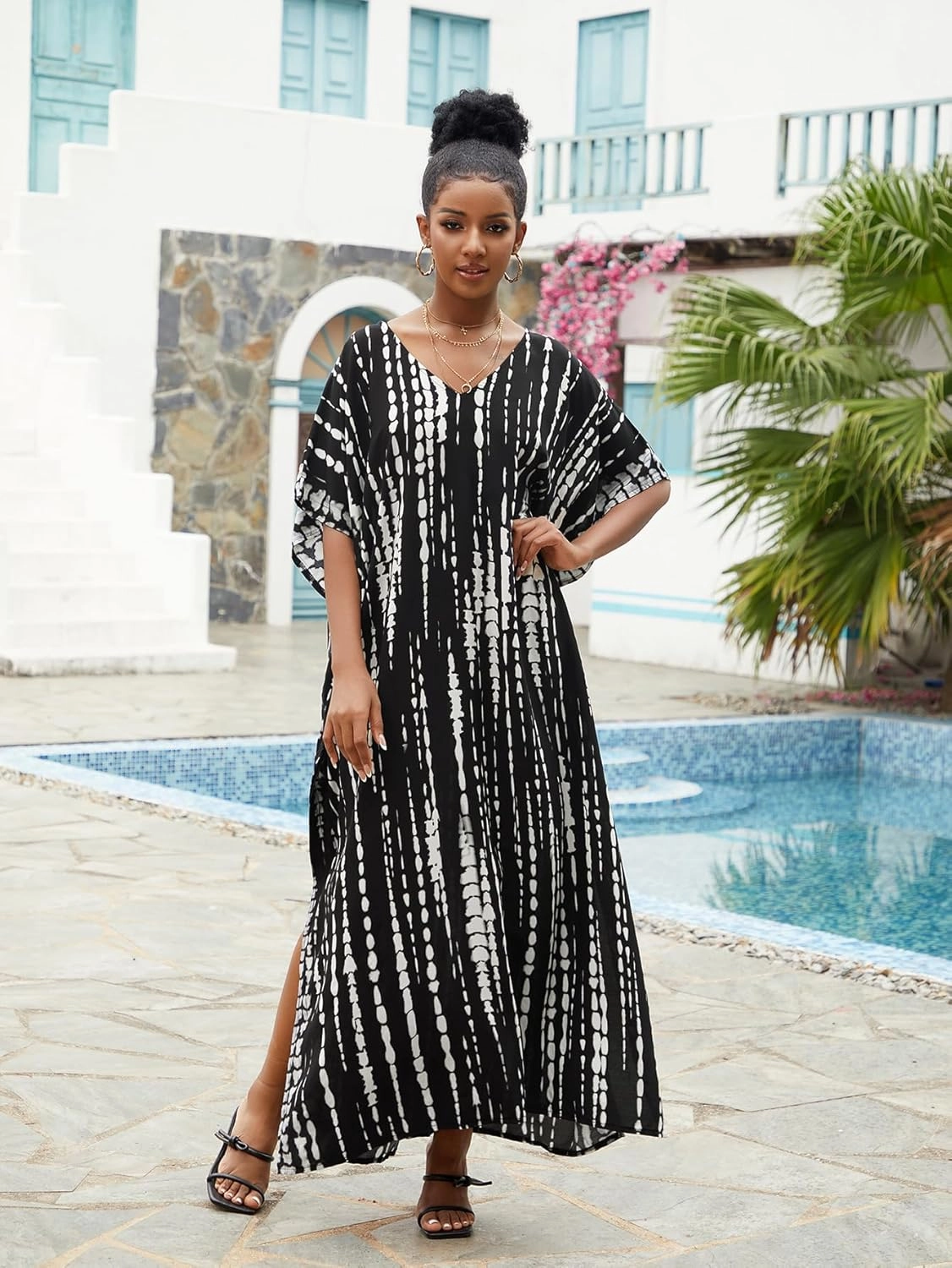 Kaftan for Women Plus Size Bathing Suit Cover up Batwing Dress Loose fit Moroccan Caftan mumu Dresses for Women