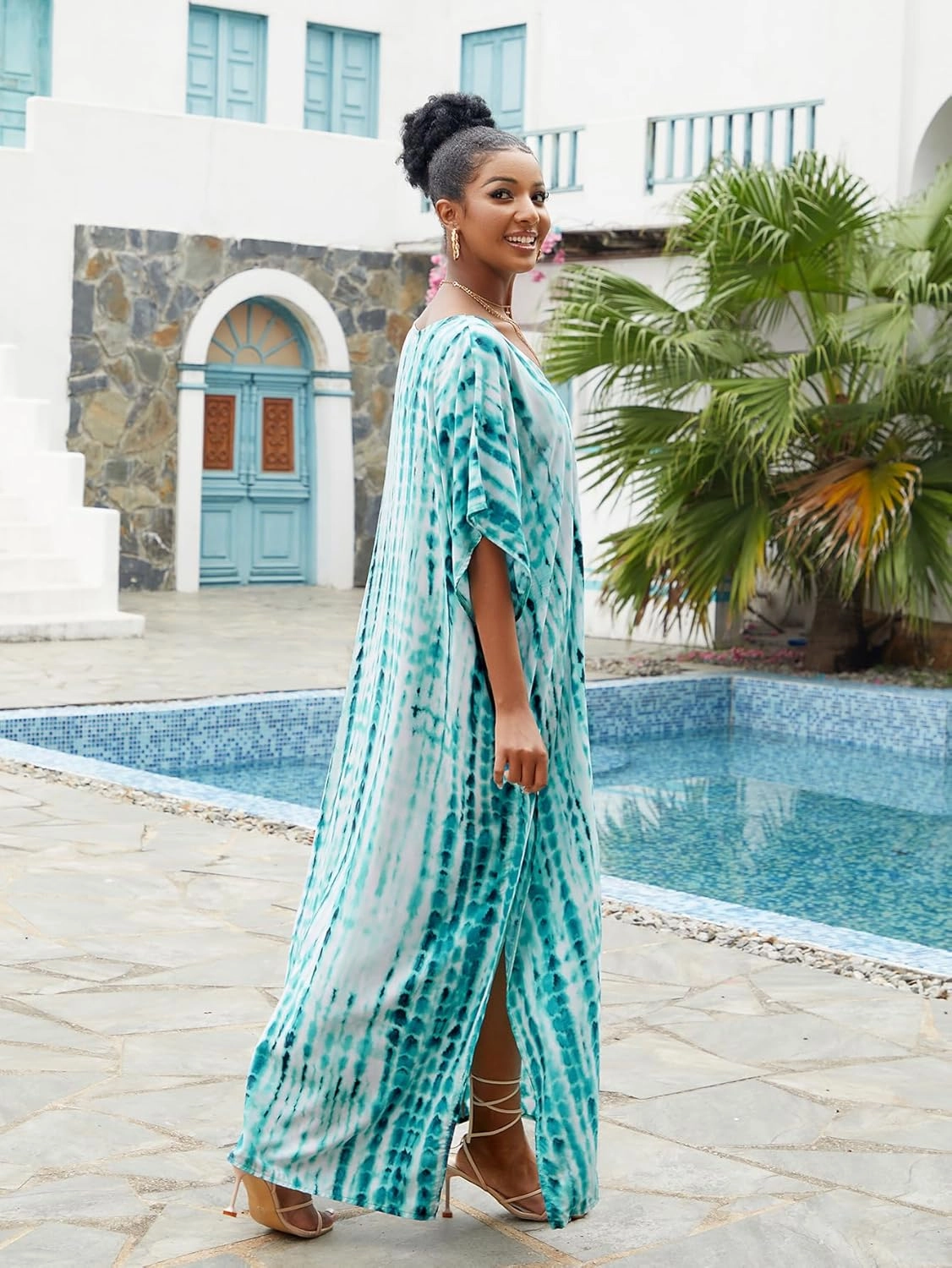 Kaftan for Women Plus Size Bathing Suit Cover up Batwing Dress Loose fit Moroccan Caftan mumu Dresses for Women