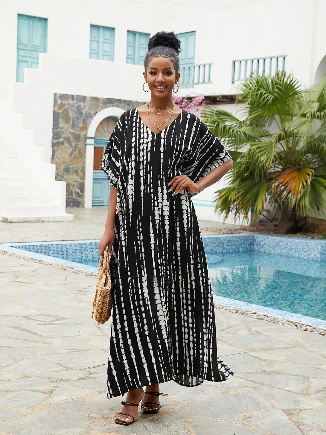 Kaftan for Women Plus Size Bathing Suit Cover up Batwing Dress Loose fit Moroccan Caftan mumu Dresses for Women
