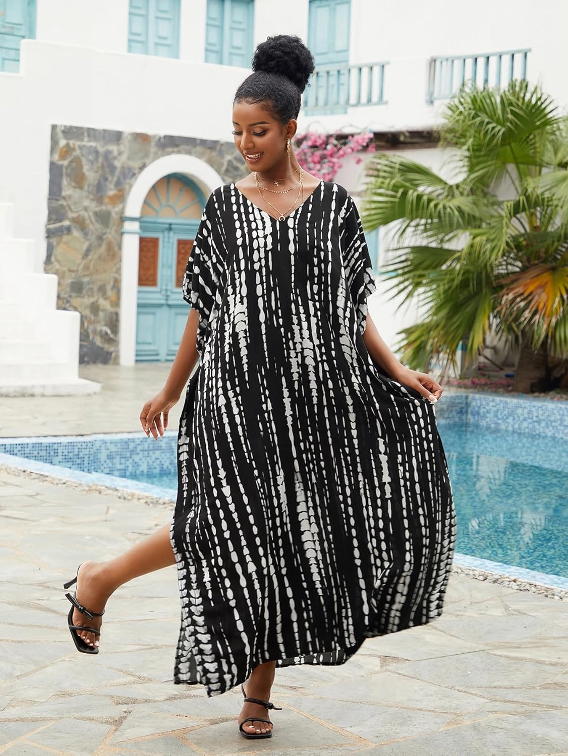 Kaftan for Women Plus Size Bathing Suit Cover up Batwing Dress Loose fit Moroccan Caftan mumu Dresses for Women