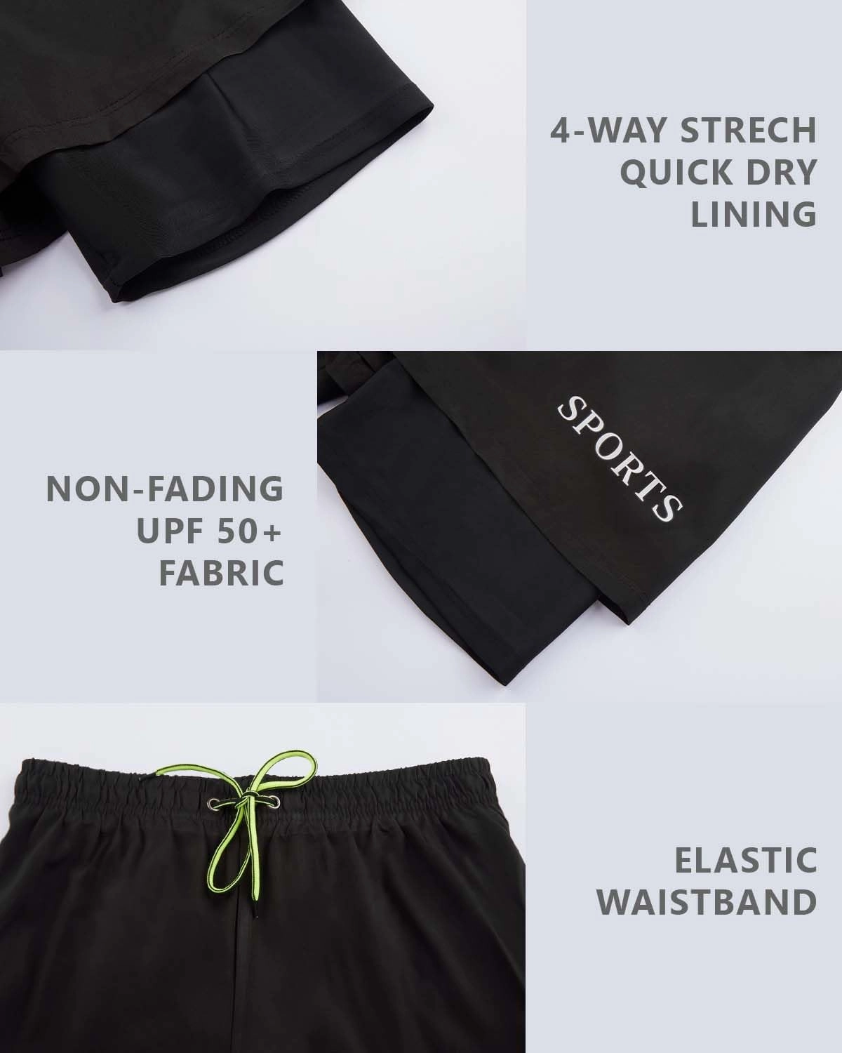 KANAV Mens Swim Trunks with Compression Liner 2 in 1 Quick-Dry Swim Shorts Lined Board Shorts