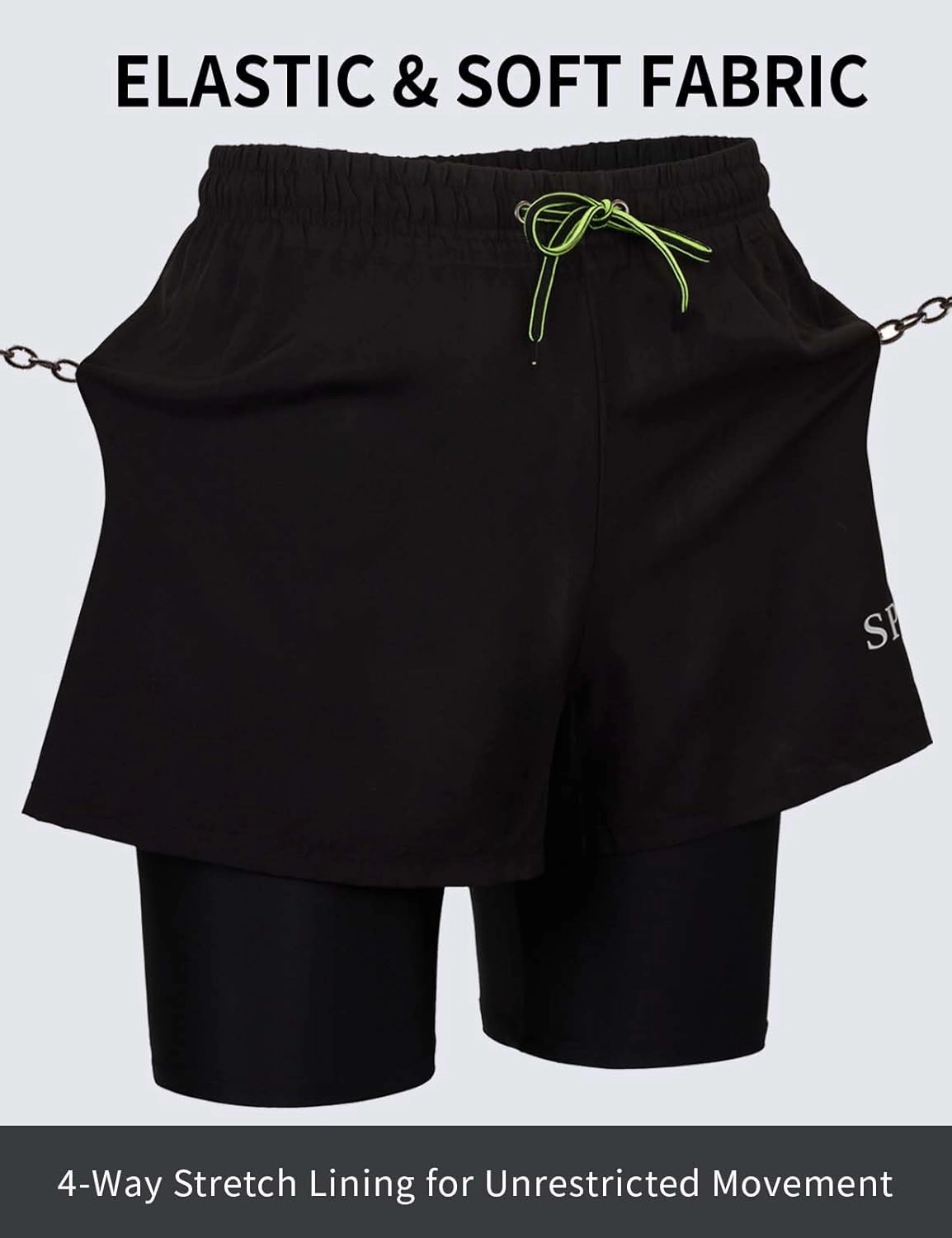 KANAV Mens Swim Trunks with Compression Liner 2 in 1 Quick-Dry Swim Shorts Lined Board Shorts