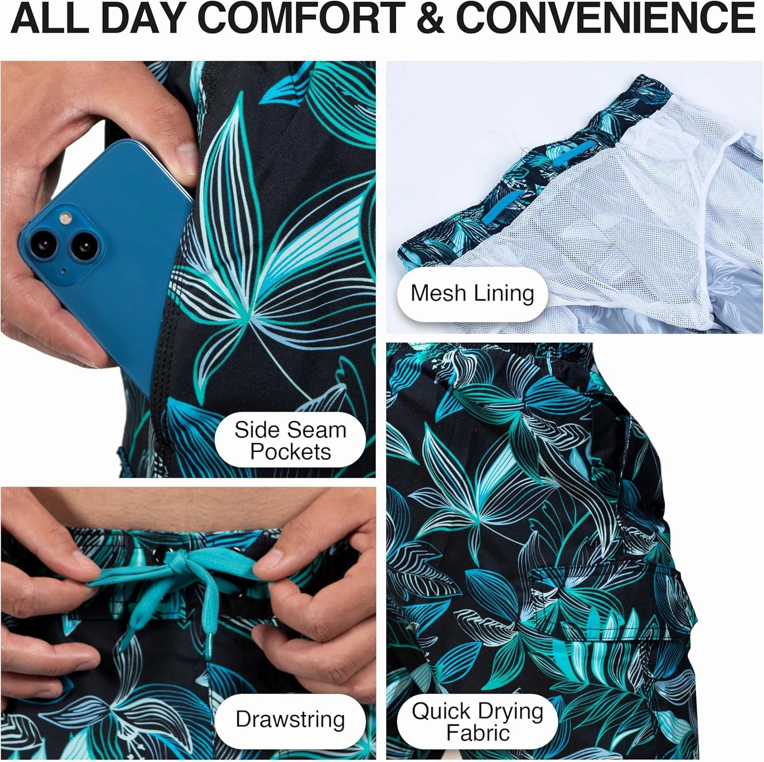 Kanu Surf Men's Wade Trunks Quick-Dry Swim Shorts, 5.5 C 9 Inch Inseam (Regular & Extended Sizes)