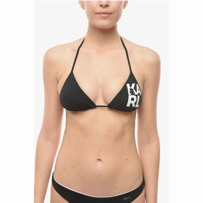 Karl Lagerfeld Logo Printed Triangle Bikini Women's Top