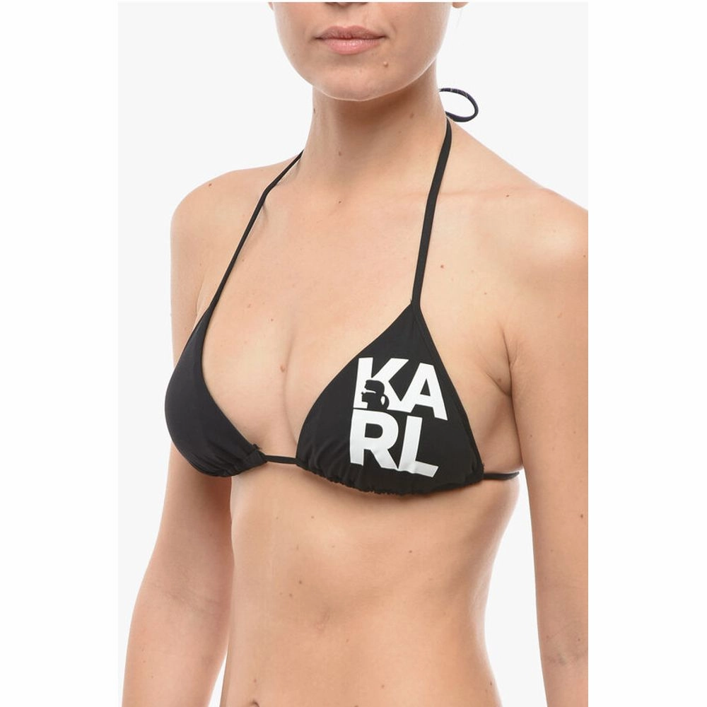 Karl Lagerfeld Logo Printed Triangle Bikini Women's Top