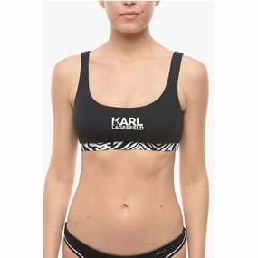Karl Lagerfeld Plunge Bikini Top With Cut Out and Animal Women's Detail