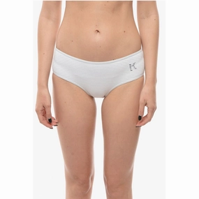 Karl Lagerfeld Solid Color Hipster Bikini Bottom with Striped Women's Detail