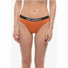 Karl Lagerfeld Solid Color SPORT Bikini Bottom with Elastic Band Logoed Women's at