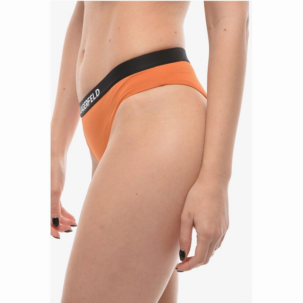 Karl Lagerfeld Solid Color SPORT Bikini Bottom with Elastic Band Logoed Women's at
