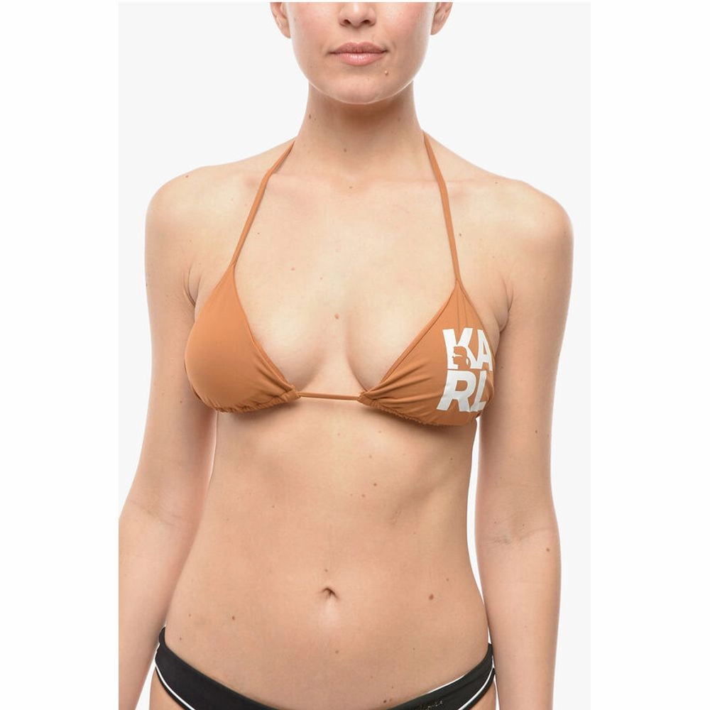 Karl Lagerfeld Triangle Bikini Top with Contrasting Print Women's Logo
