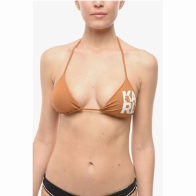 Karl Lagerfeld Triangle Bikini Top with Contrasting Print Women's Logo