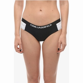 Karl Lagerfeld Two-Tone SPORT Bikini Bottom with Logoed Elastic Band on Women's the