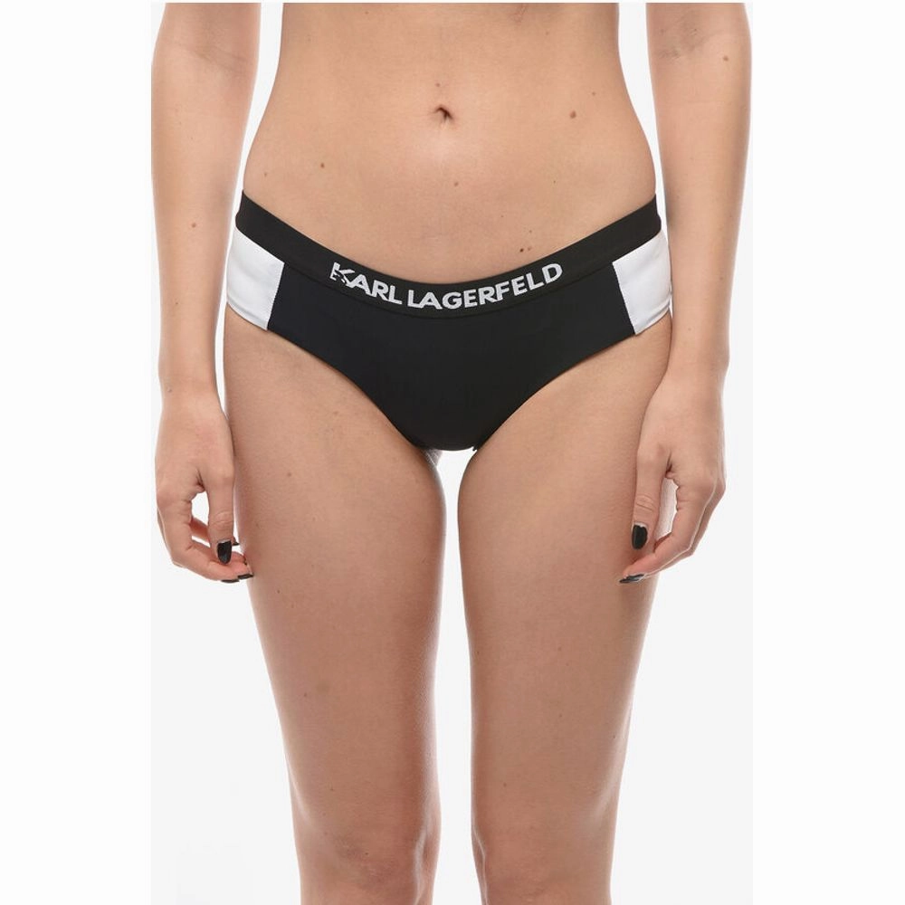 Karl Lagerfeld Two-Tone SPORT Bikini Bottom with Logoed Elastic Band on Women's the