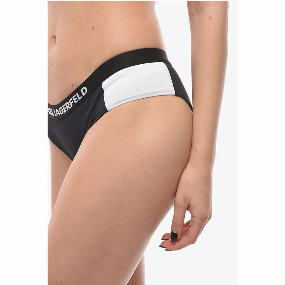Karl Lagerfeld Two-Tone SPORT Bikini Bottom with Logoed Elastic Band on Women's the