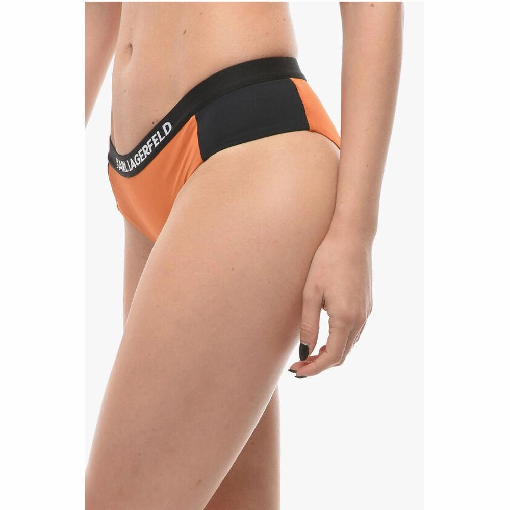 Karl Lagerfeld Two-Tone SPORT Bikini Bottom with Logoed Elastic Band on Women's the