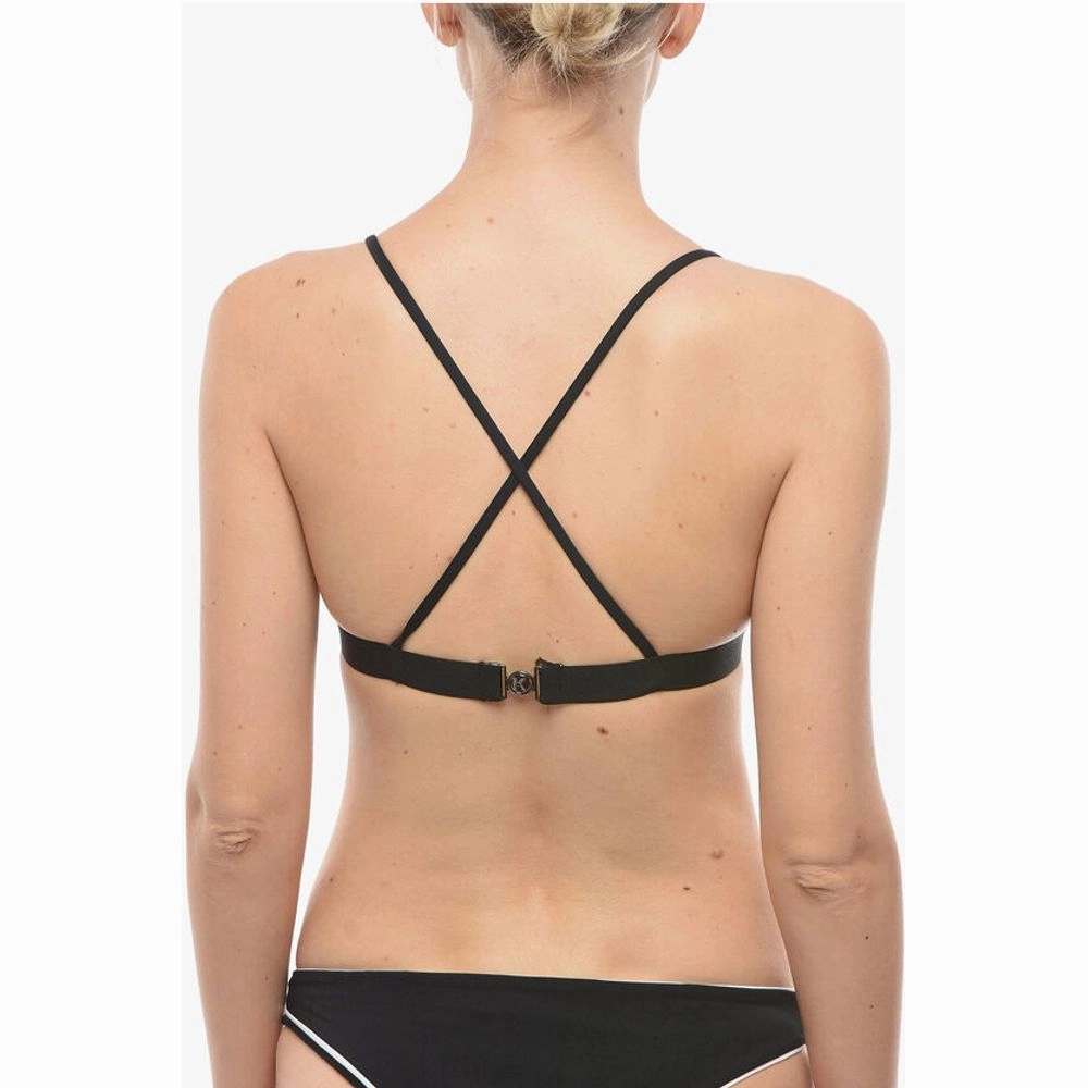 Karl Lagerfeld Two-Tone Triangle Bikini Top With Crossed on the Women's Back