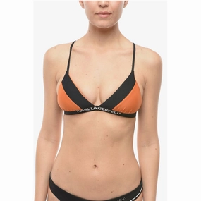 Karl Lagerfeld Two-Tone Triangle Bikini Top With Crossed on the Women's Back