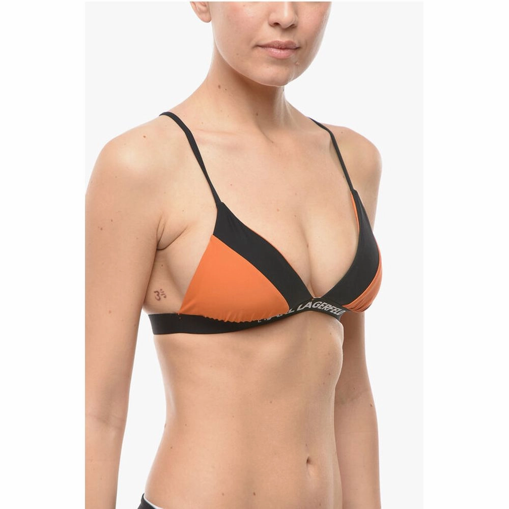 Karl Lagerfeld Two-Tone Triangle Bikini Top With Crossed on the Women's Back