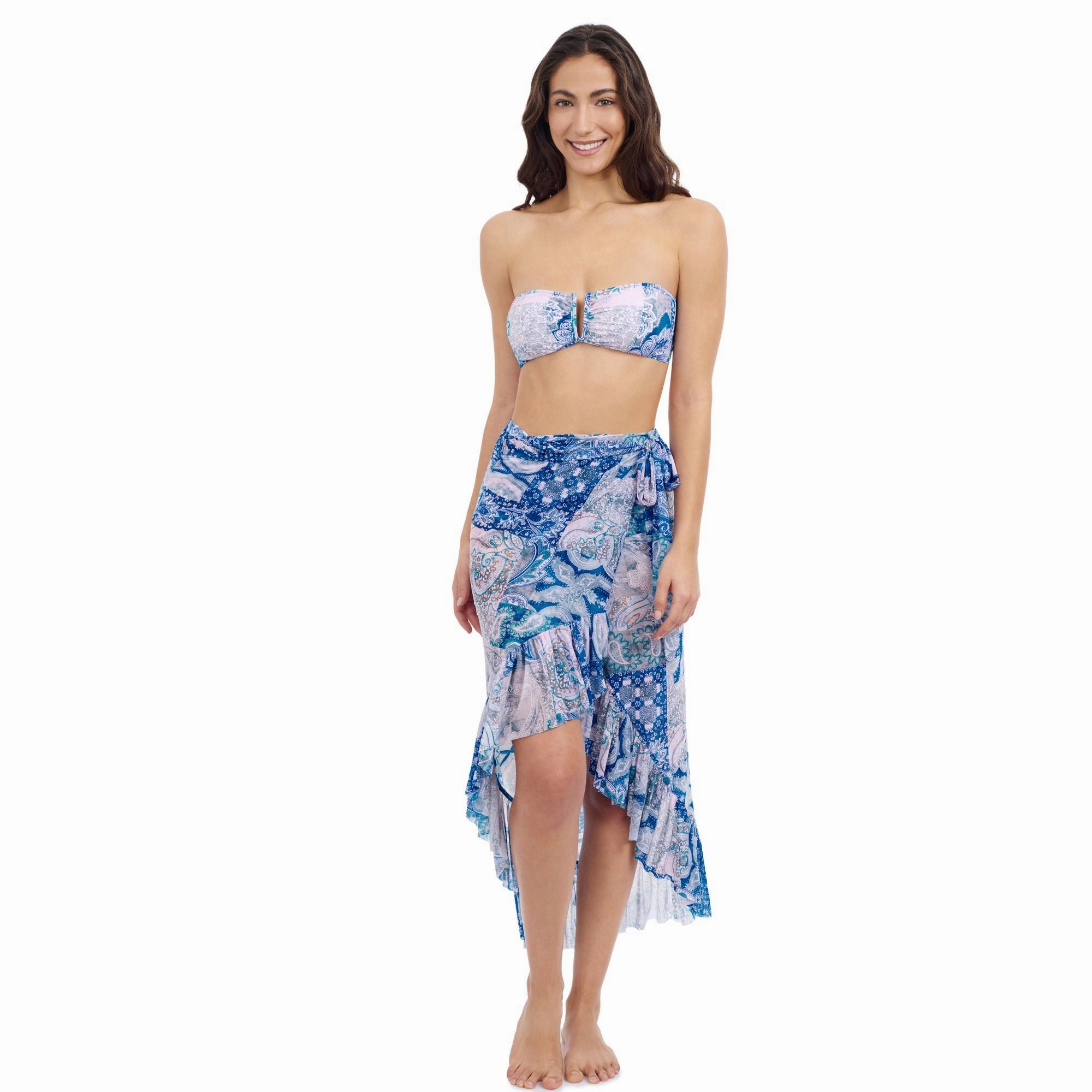 Karma High Low Wrap Skirt With Ruffle Details