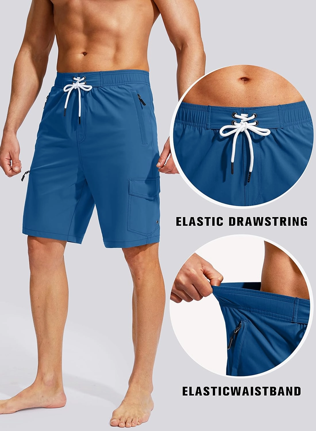Kayrth Men's Swim Trunks Quick Dry Board Shorts with 5 Pockets Swimsuit Swimwear for Men - No Mesh Liner