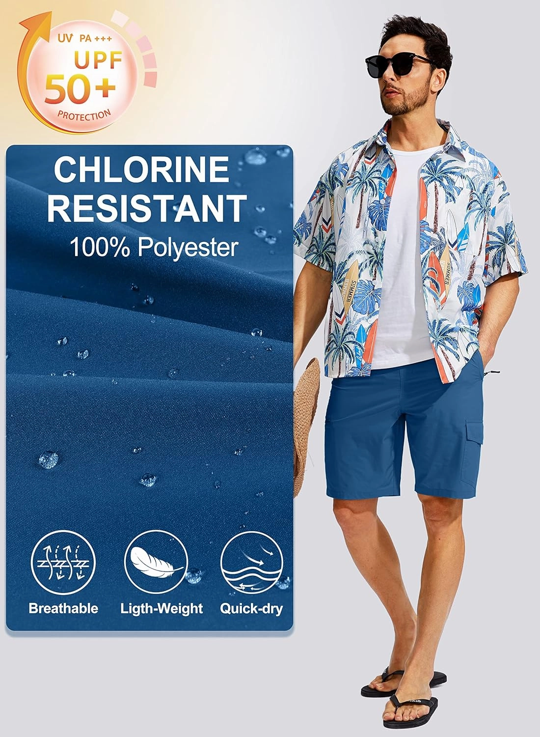 Kayrth Men's Swim Trunks Quick Dry Board Shorts with 5 Pockets Swimsuit Swimwear for Men - No Mesh Liner