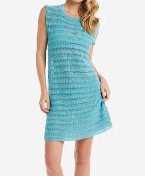 Kendall Crochet Dress In Coastal Blue