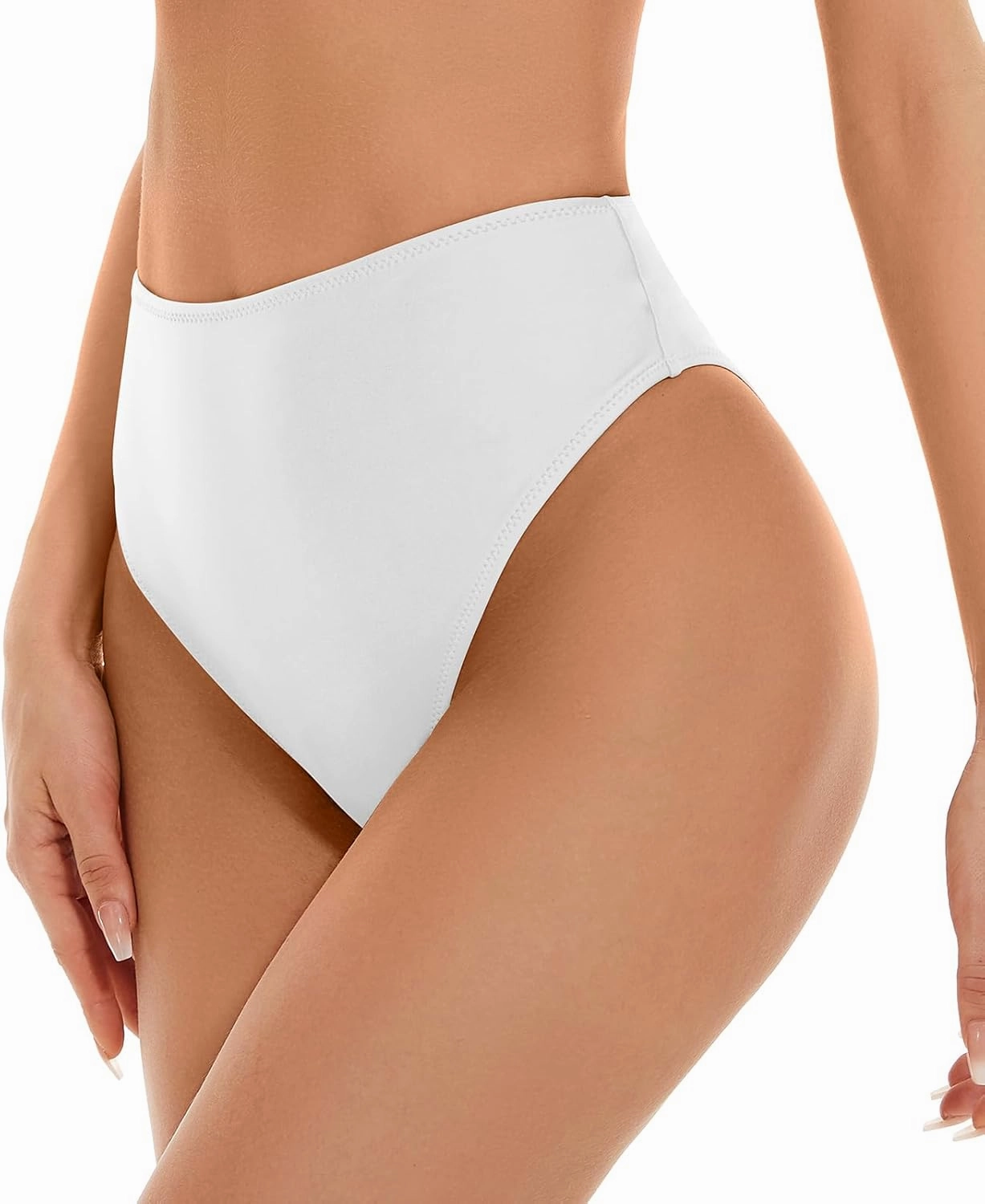 Kepblom Women's High Waisted Bikini Bottom - High Cut Cheeky Rave Bottoms for Beach, Swimming Pool,Rave Festivals