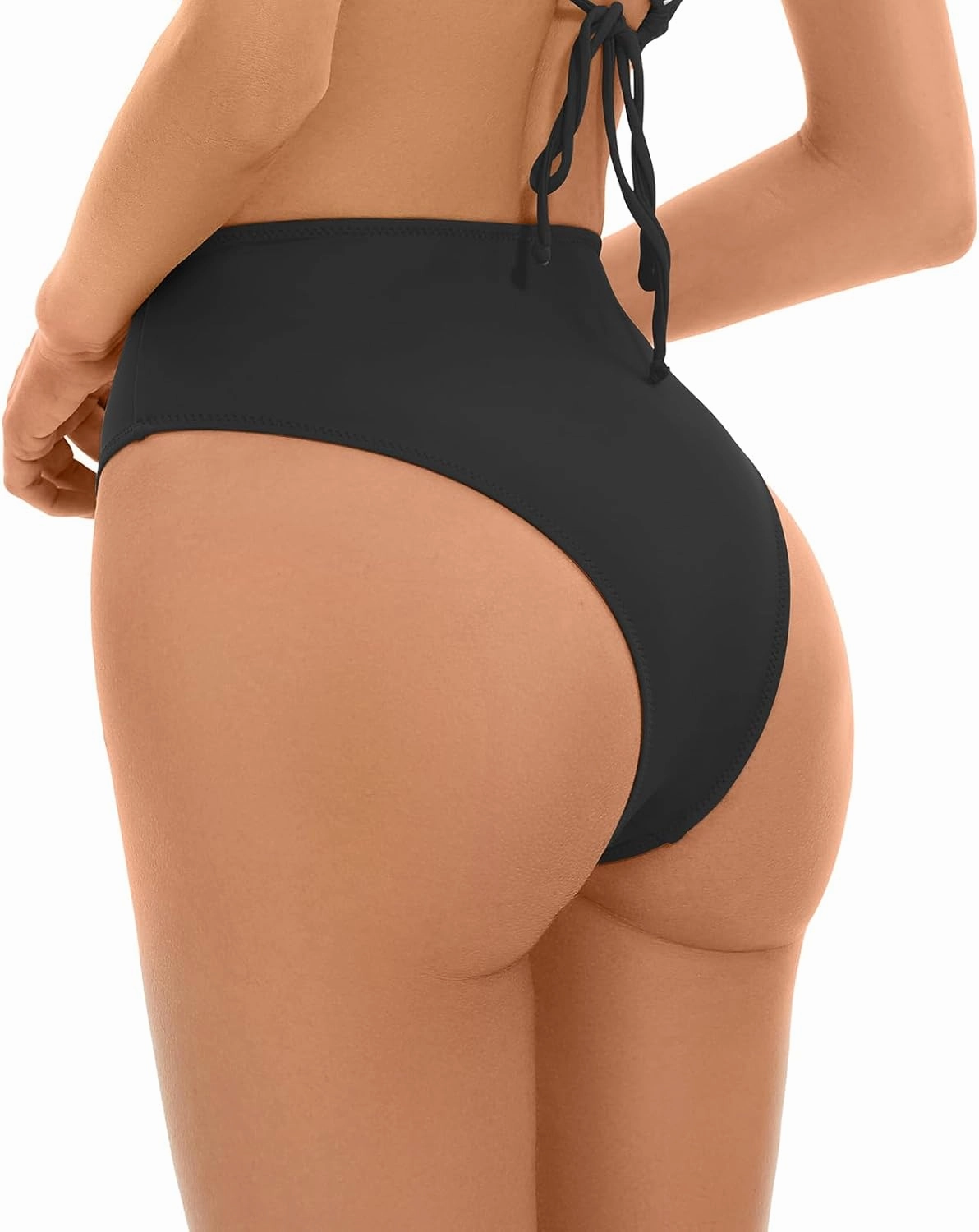 Kepblom Women's High Waisted Bikini Bottom - High Cut Cheeky Rave Bottoms for Beach, Swimming Pool,Rave Festivals