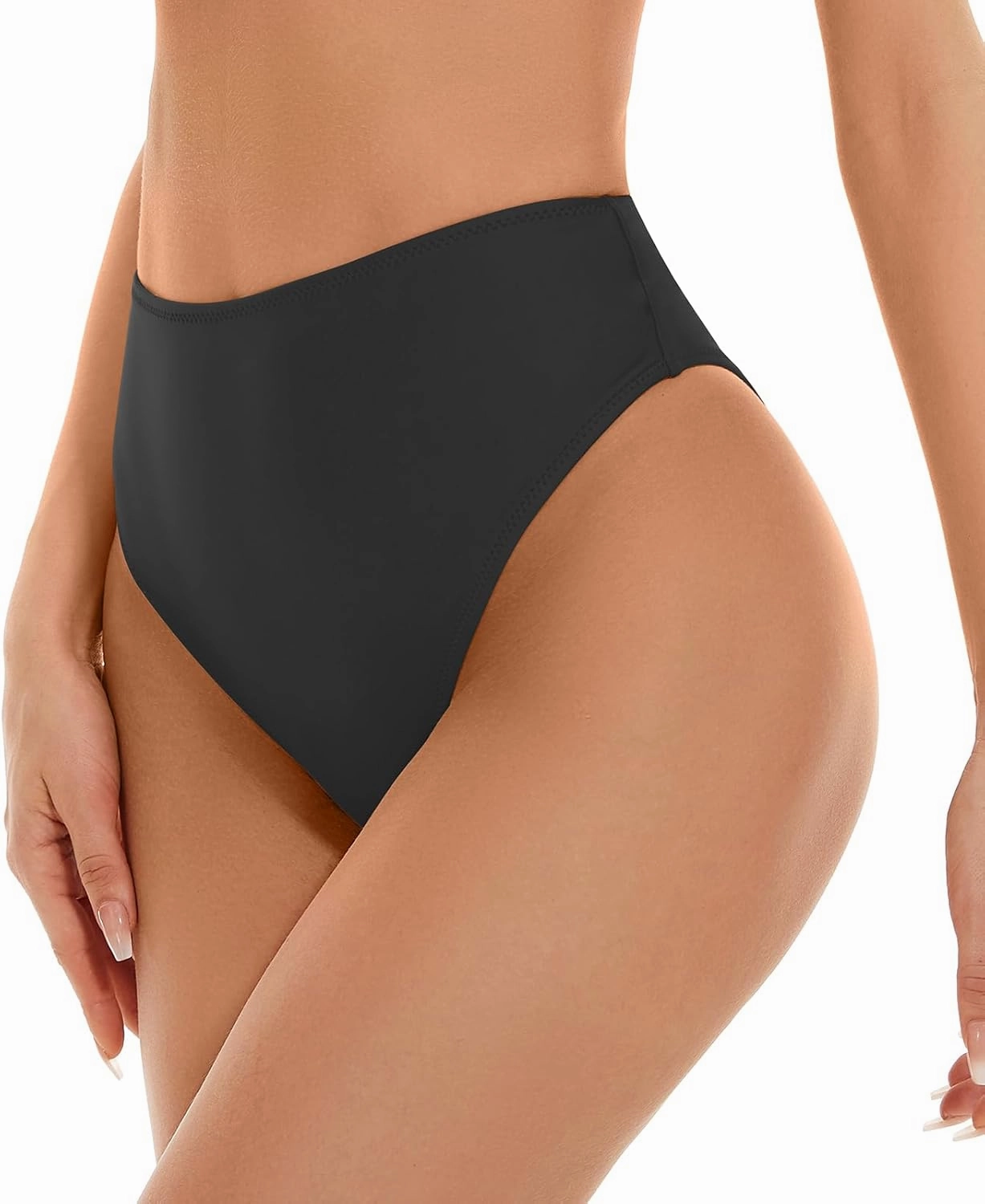 Kepblom Women's High Waisted Bikini Bottom - High Cut Cheeky Rave Bottoms for Beach, Swimming Pool,Rave Festivals