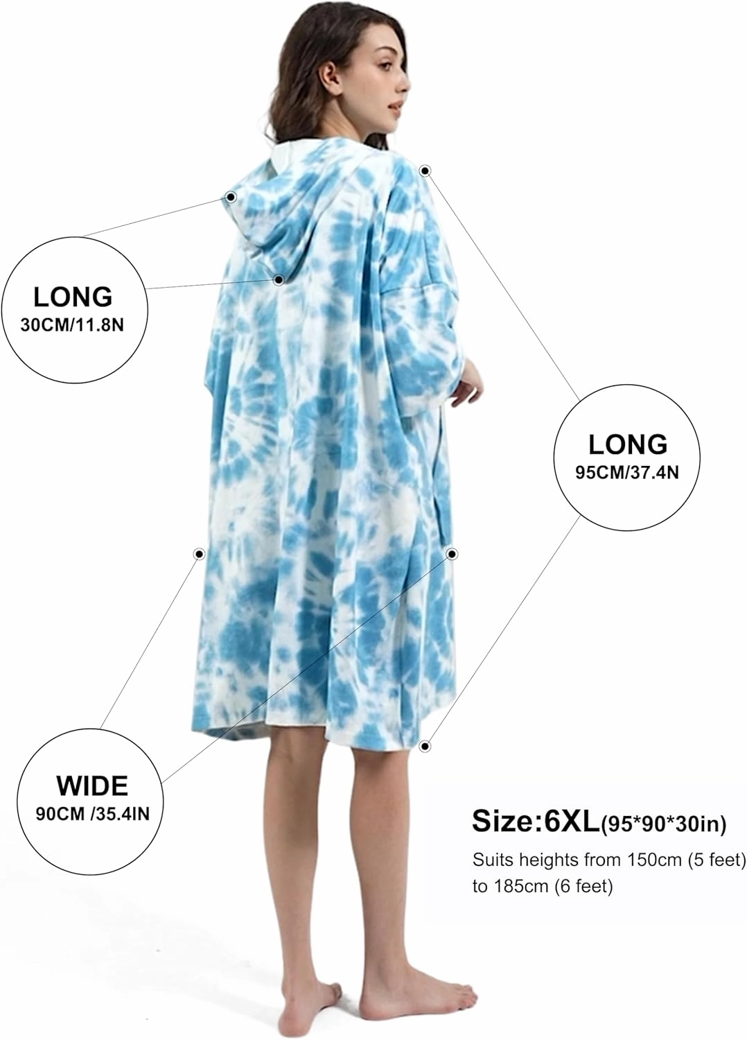KFUBUO Surf Poncho Changing Towel Swim Robe with Pocket Plus Size Terry Cloth Swim Cover Up for Women Towel Poncho Hoodie