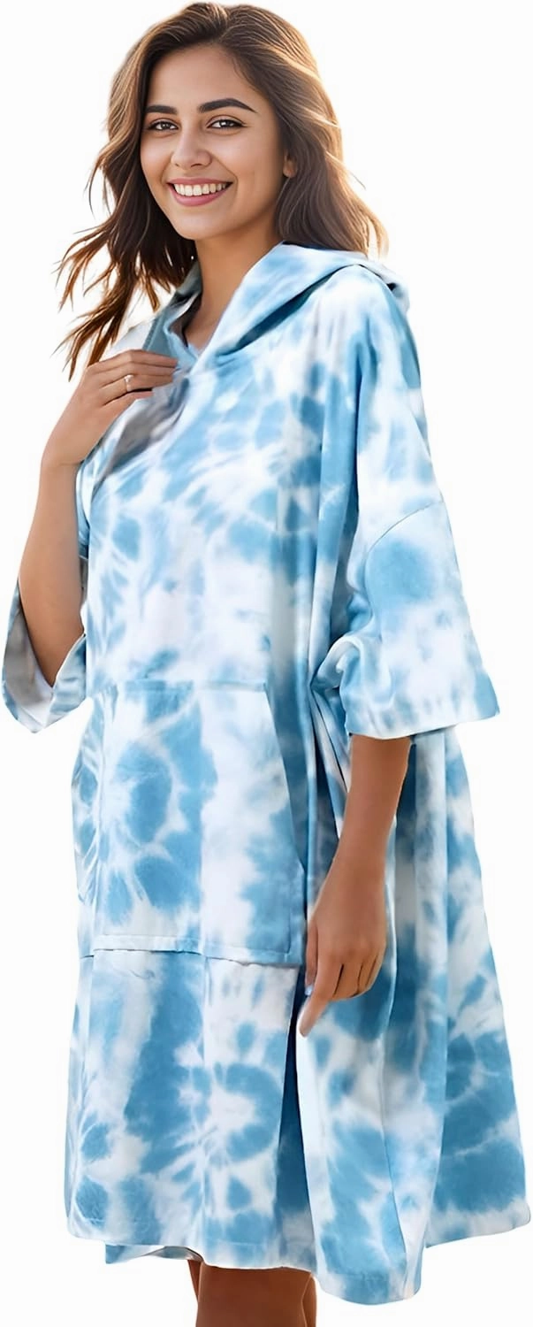 KFUBUO Surf Poncho Changing Towel Swim Robe with Pocket Plus Size Terry Cloth Swim Cover Up for Women Towel Poncho Hoodie