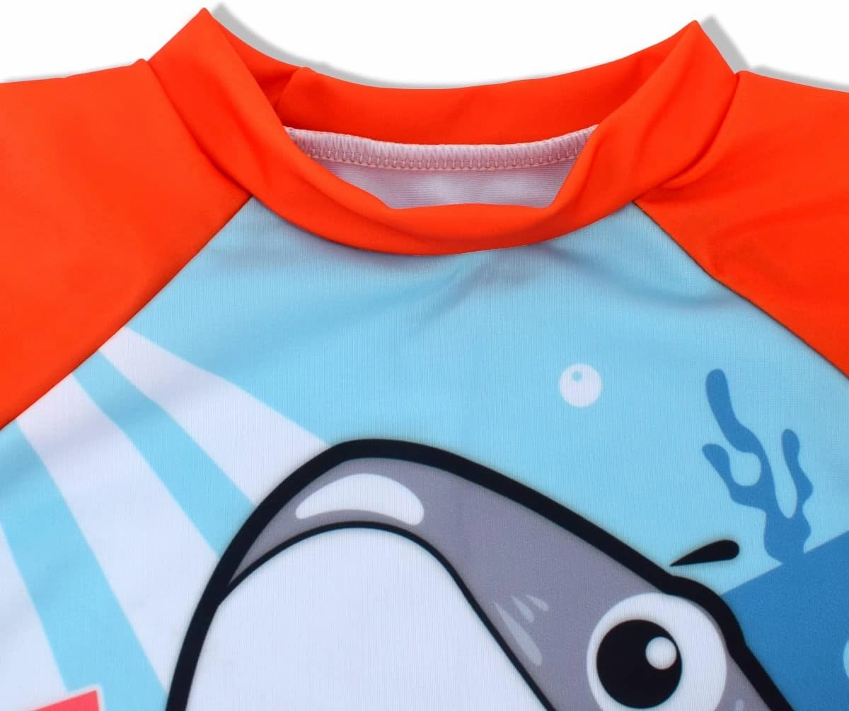 Kids Short Sleeve Sunsuit Swimwear Boys Two Piece Rash-Guard-Sets Dinosaur Pattern