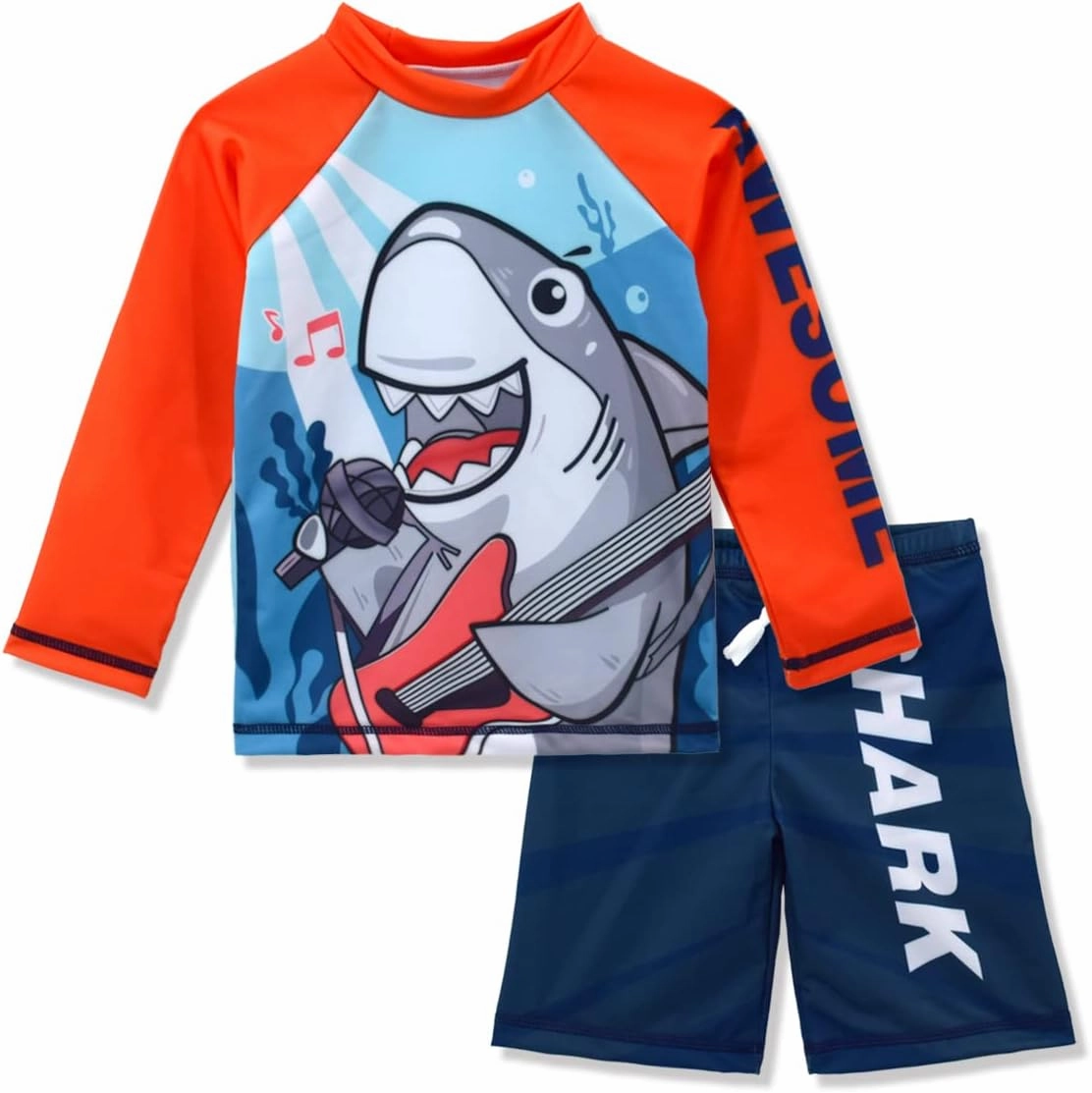 Kids Short Sleeve Sunsuit Swimwear Boys Two Piece Rash-Guard-Sets Dinosaur Pattern