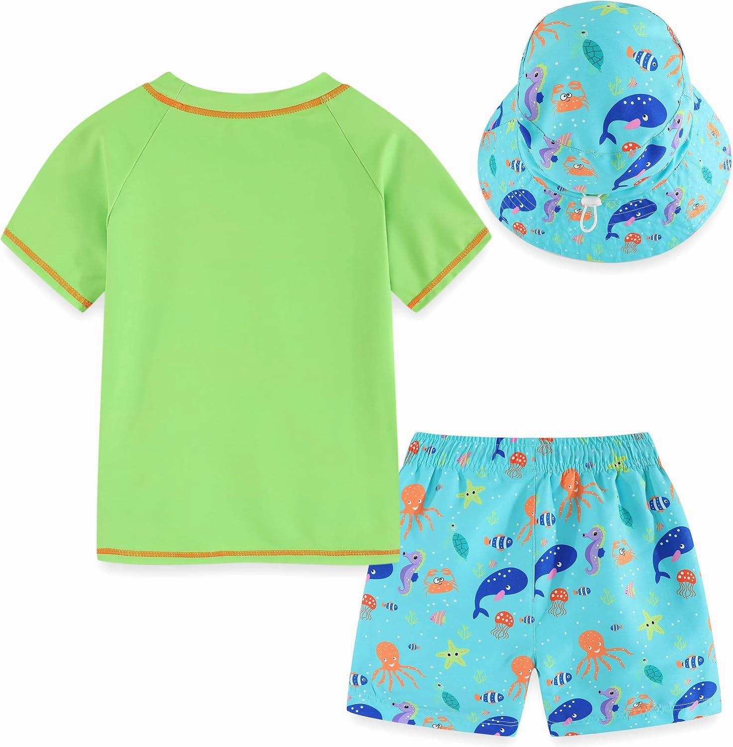 Kids Swimsuit Boys Rash Guard Swim Trunks UPF 50  Fishing Surfing Beach Bathing Suit Quick Dry Toddler Swimwear Set