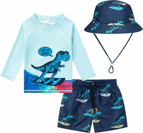 Kids Swimsuit Boys Rash Guard Swim Trunks UPF 50  Fishing Surfing Beach Bathing Suit Quick Dry Toddler Swimwear Set