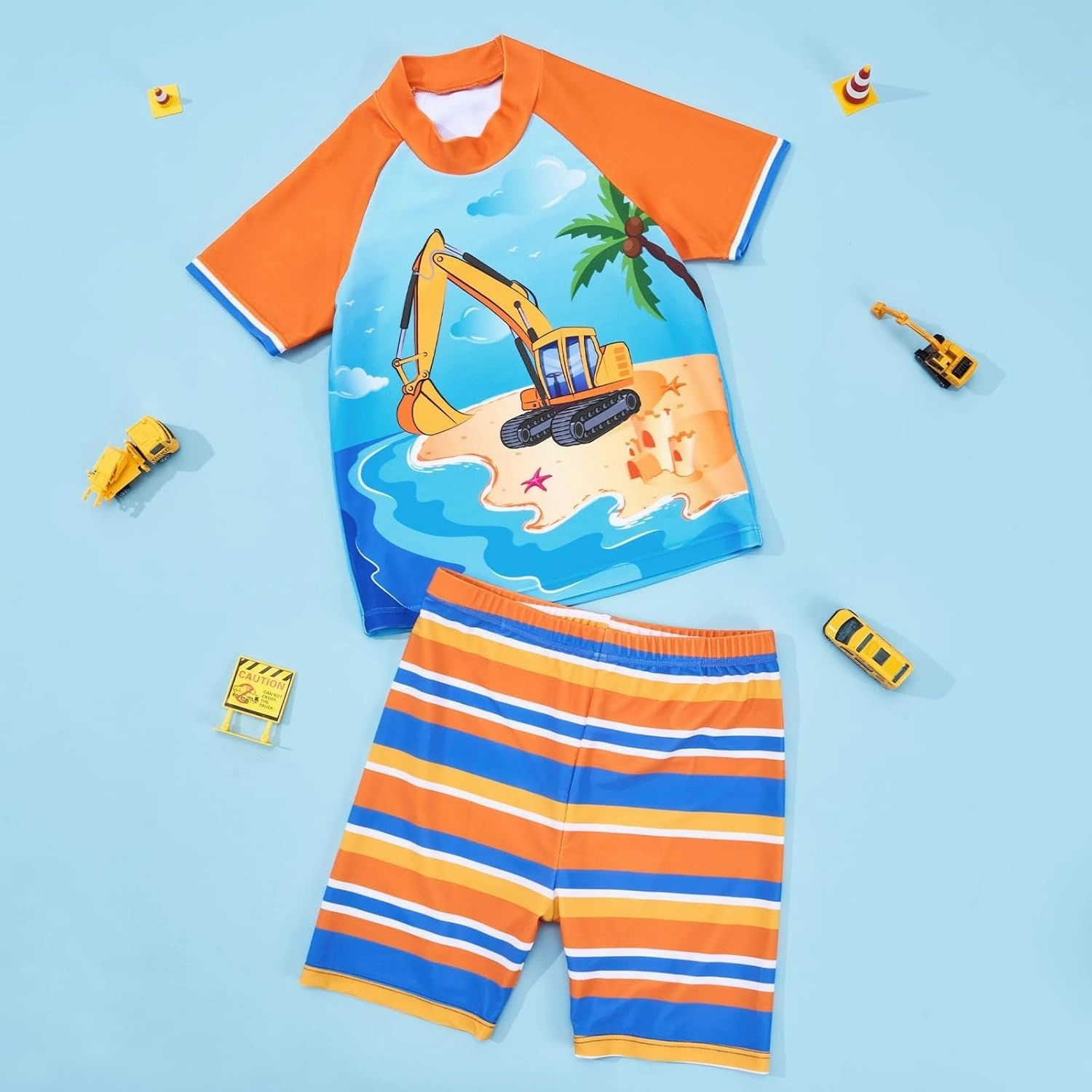 Kids Swimsuit Boys Two Pieces Shark Swimsuit Toddler Rash Guard and Trunk