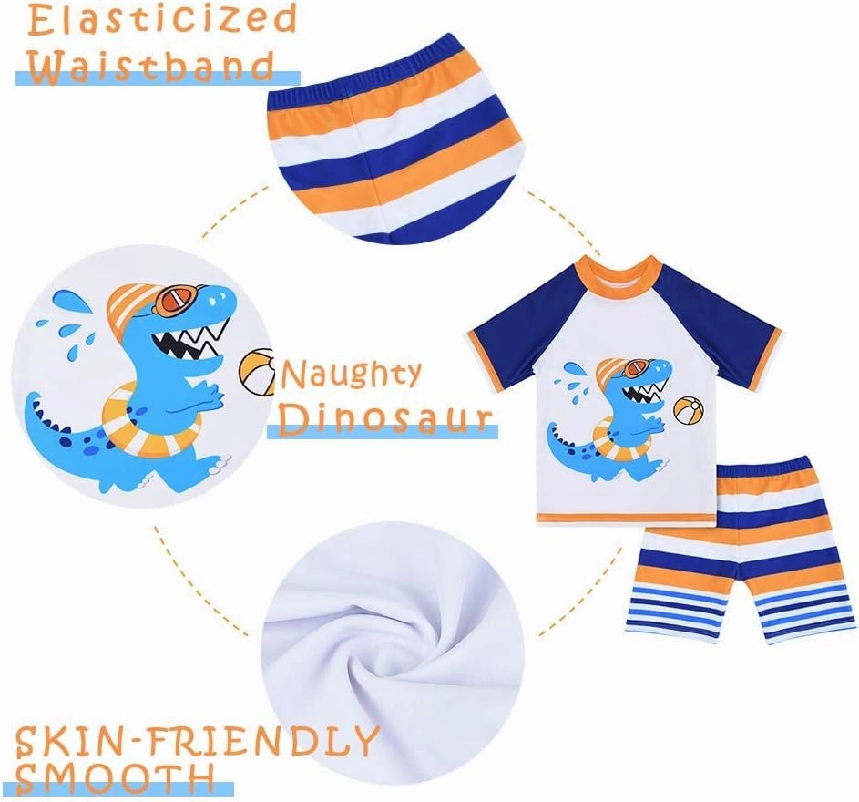 Kids Swimsuit Boys Two Pieces Shark Swimsuit Toddler Rash Guard and Trunk
