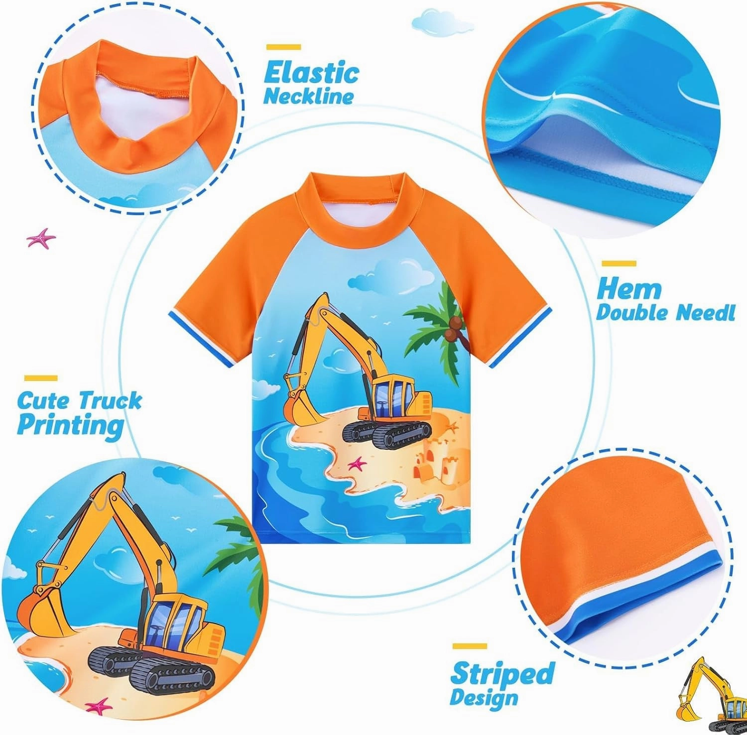 Kids Swimsuit Boys Two Pieces Shark Swimsuit Toddler Rash Guard and Trunk