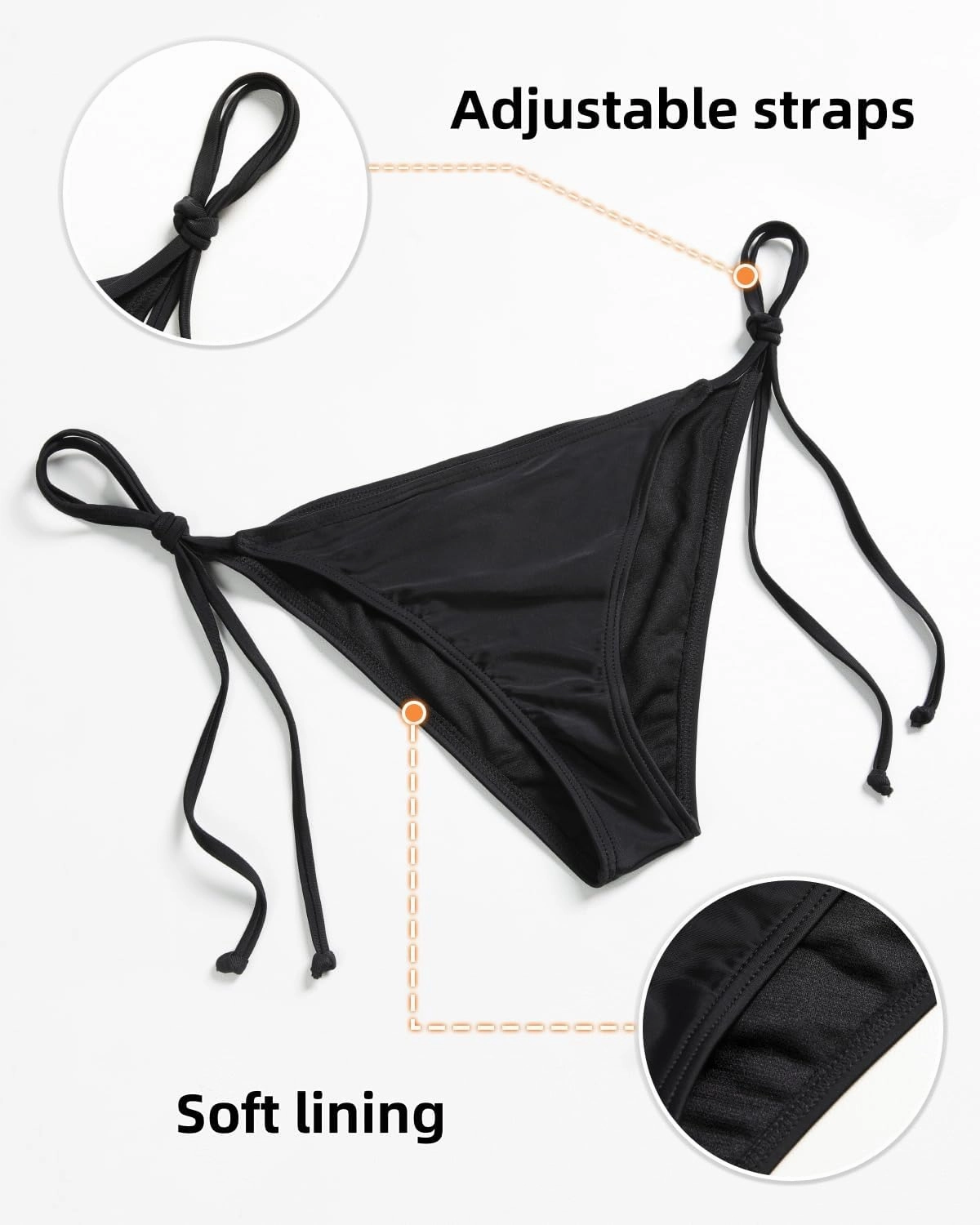 KIWI RATA Womens Swimwear Sexy Tie Side Sweet Heart Brazilian Bikini Bottom Hipster Swimsuit Beachwear Swimwear
