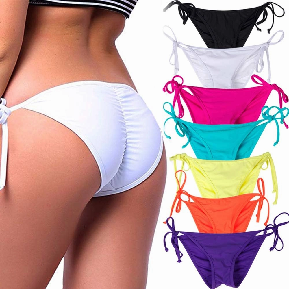 KIWI RATA Womens Swimwear Sexy Tie Side Sweet Heart Brazilian Bikini Bottom Hipster Swimsuit Beachwear Swimwear