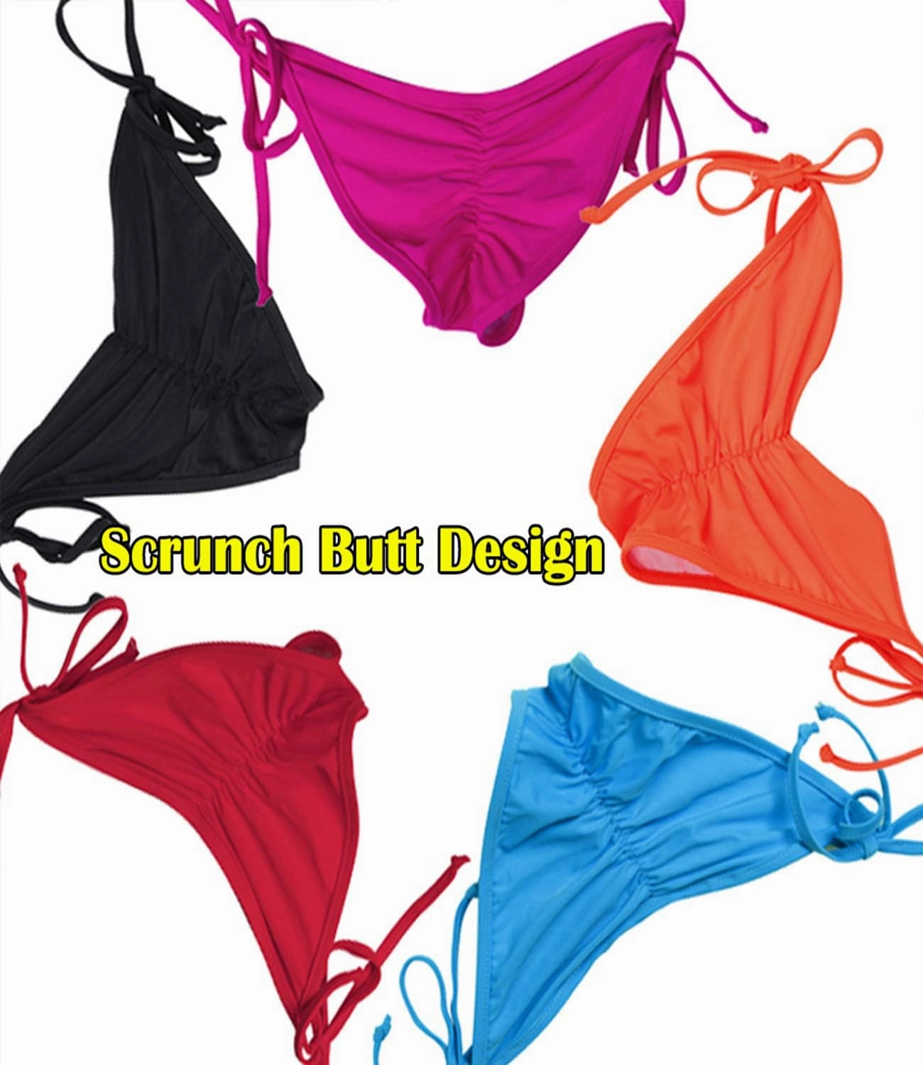KIWI RATA Womens Swimwear Sexy Tie Side Sweet Heart Brazilian Bikini Bottom Hipster Swimsuit Beachwear Swimwear