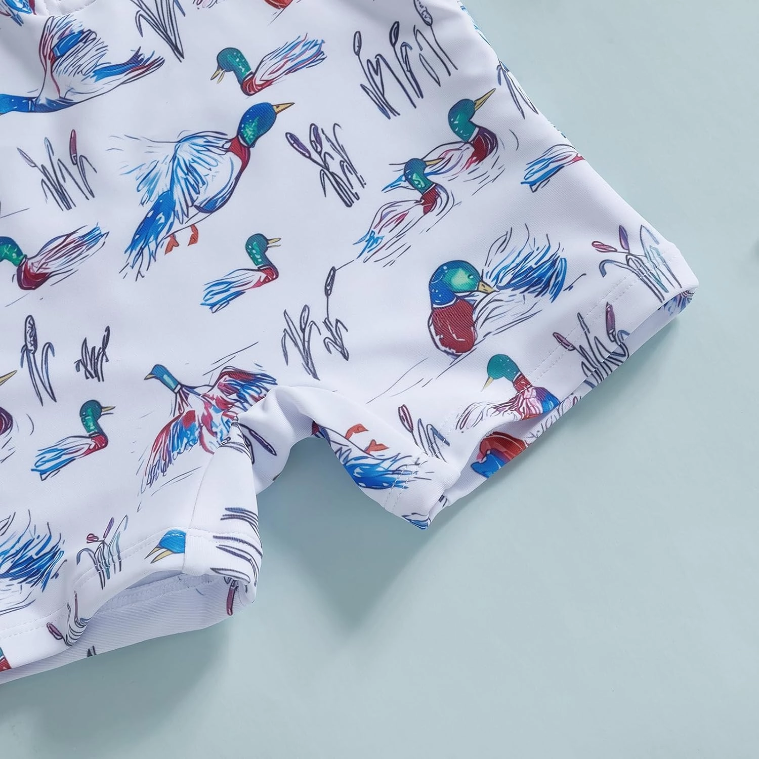 KMBANGI Toddler Baby Boy Mallard Swimsuit Kids Rash Guard Long Sleeve One Piece Bathing Suit Duck Hunting Swimwear with Hat