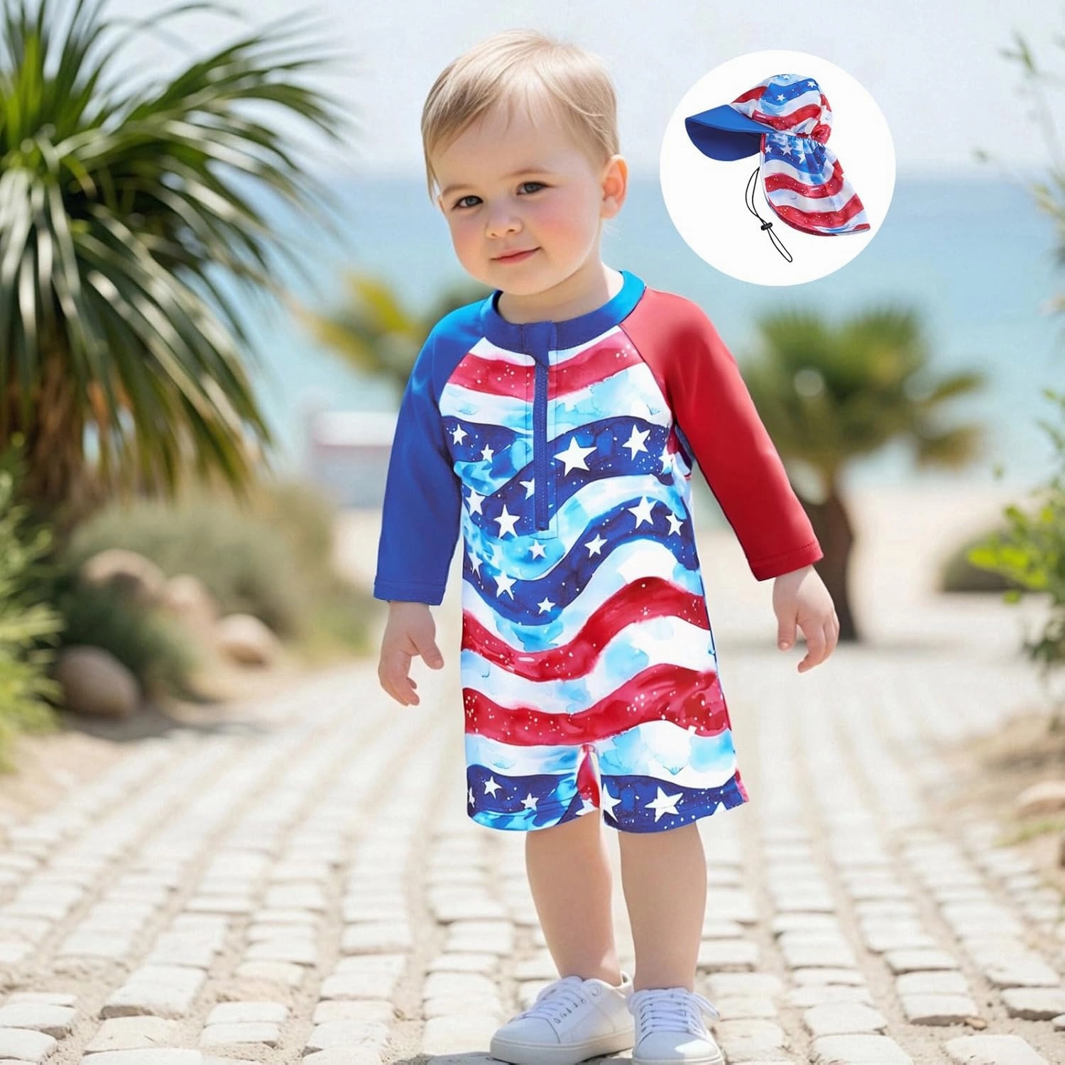 KMBANGI Toddler Baby Boy Mallard Swimsuit Kids Rash Guard Long Sleeve One Piece Bathing Suit Duck Hunting Swimwear with Hat