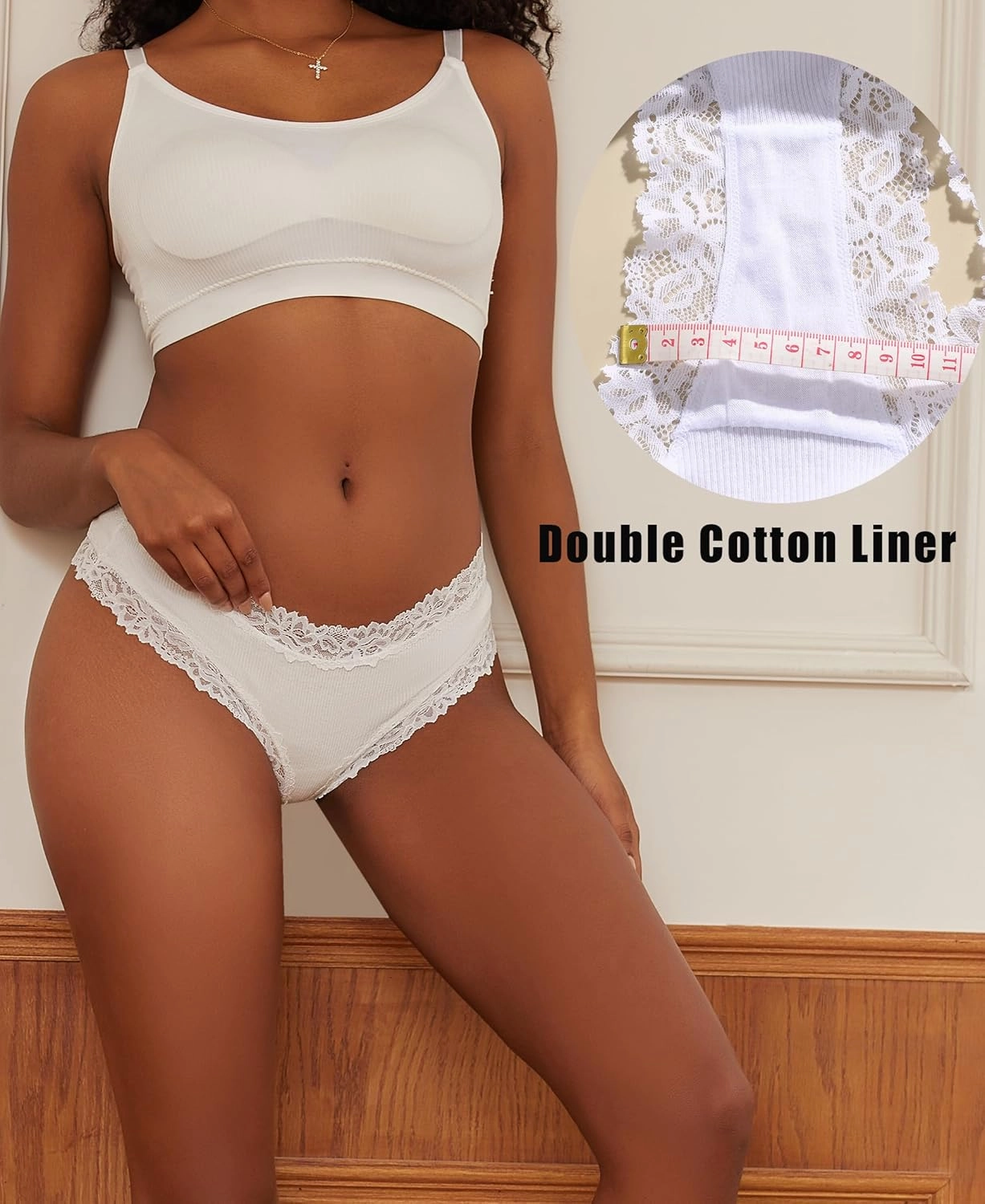 Knowyou Cotton Underwear for Women Cheeky Bikini Womens Underwear Pack Sexy Lace Wasit Hipster Brief Panties for Ladies