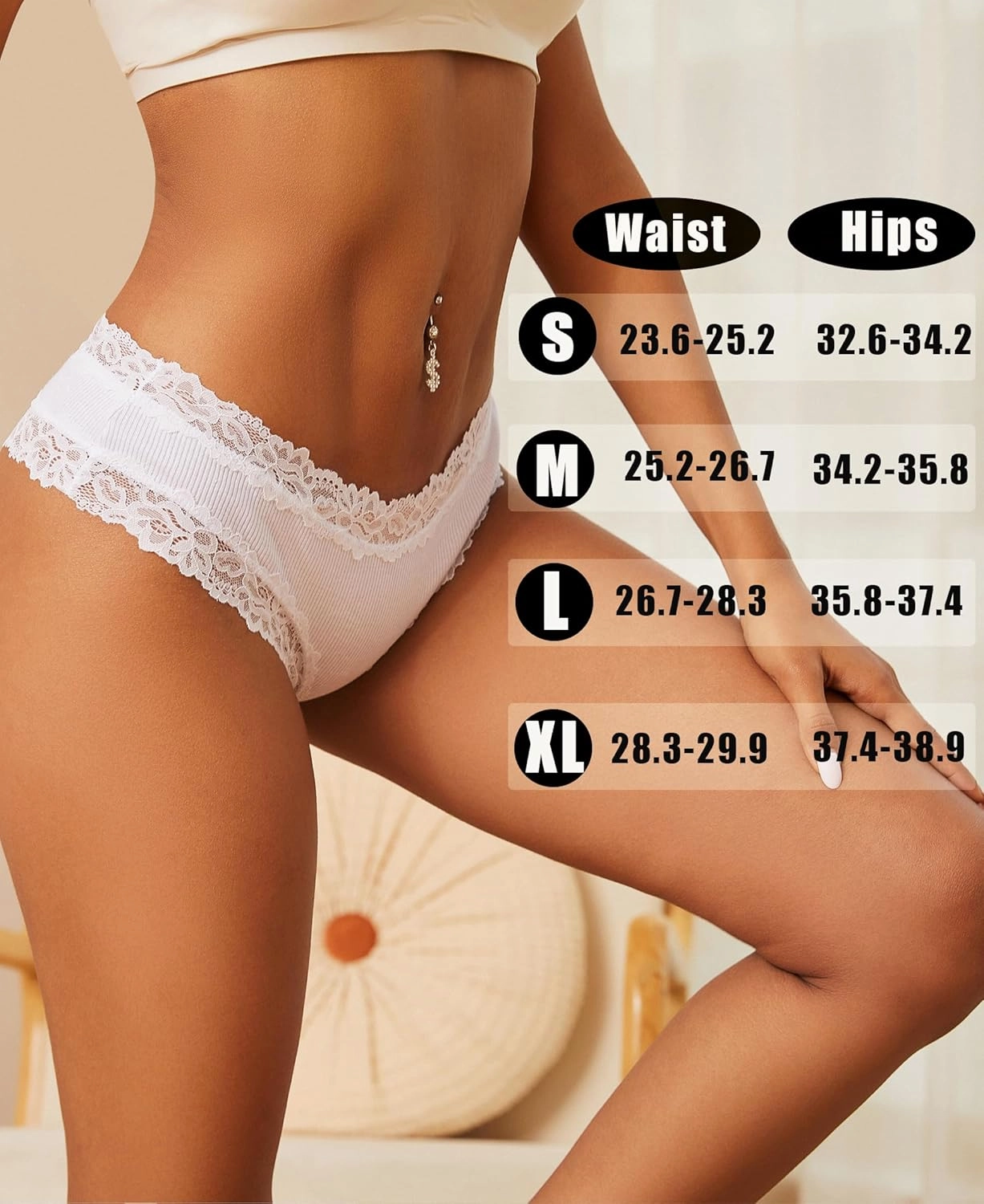 Knowyou Cotton Underwear for Women Cheeky Bikini Womens Underwear Pack Sexy Lace Wasit Hipster Brief Panties for Ladies