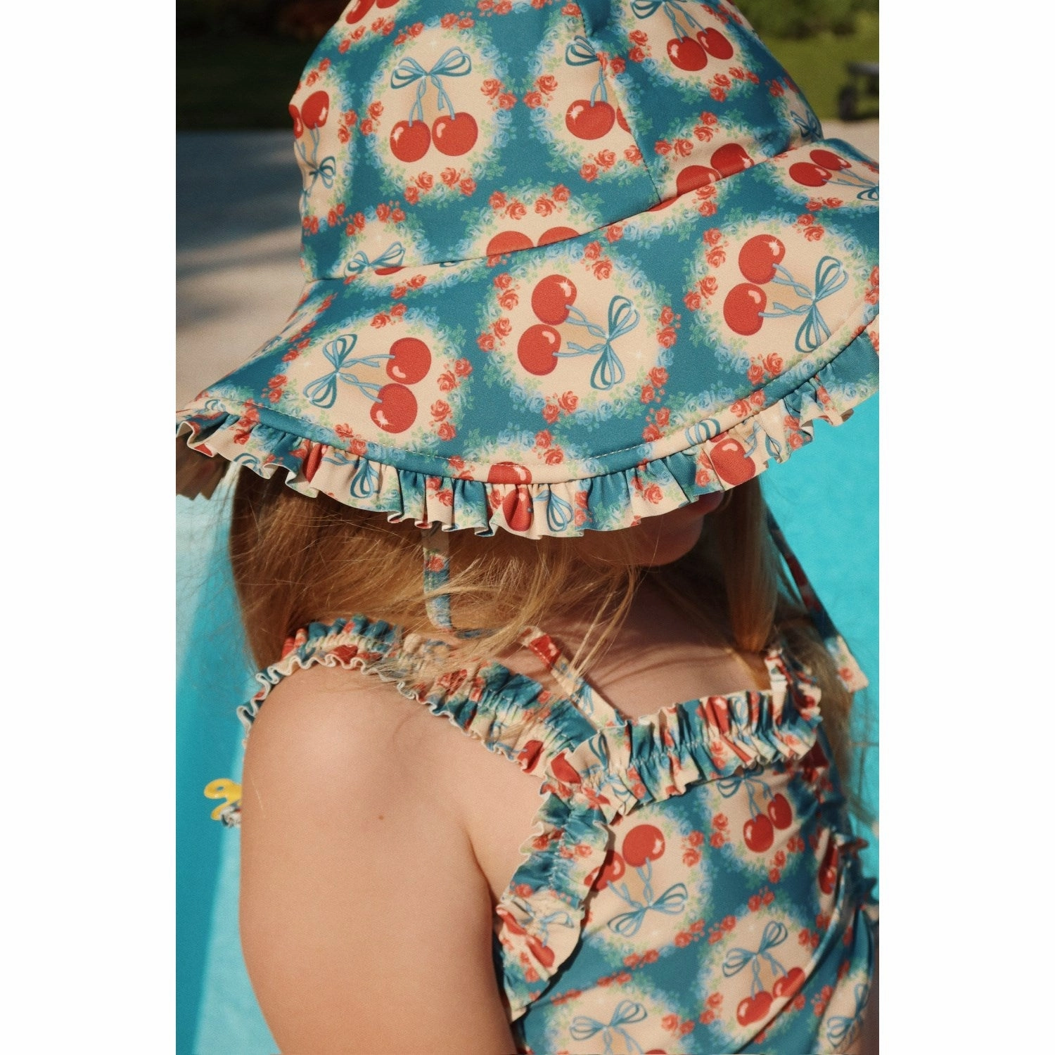 Konges Sljd Cherry Bow Blue Maya Swim Hat Grs